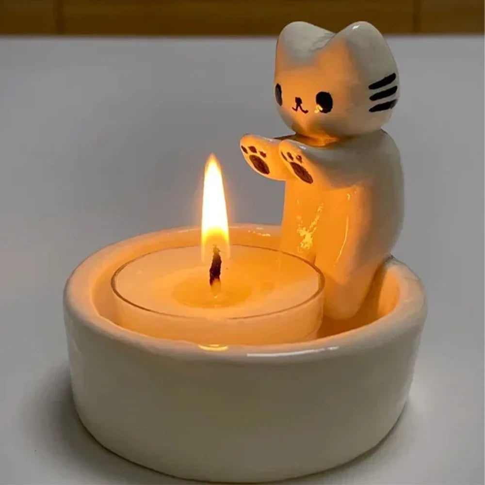 Kitten Hand Warming Candle Holder